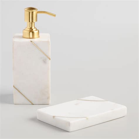 Shop bath accessories bath at up to 70% off! White Marble and Gold Soap Dispenser | Gold soap, Bath ...