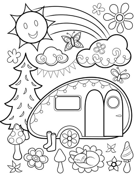 This book is all about fun and whimsy, featuring not just retro campers, but also cute cottages, flowery boots, cuckoo clocks and mice frolicking in a tea cup. Free Adult Coloring Pages: Detailed Printable Coloring ...