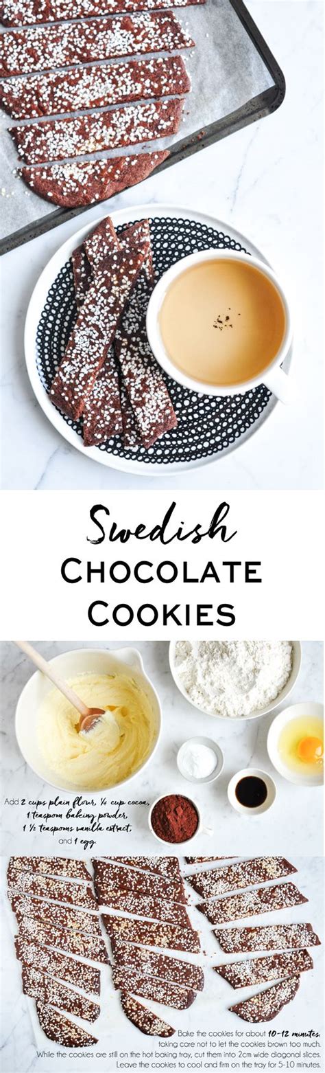 · pepparkakor are swedish ginger cookies traditionally served at christmas time. Swedish Chocolate Cookies (Chokladsnittar) | Recipe | Chocolate cookies, Swedish recipes ...