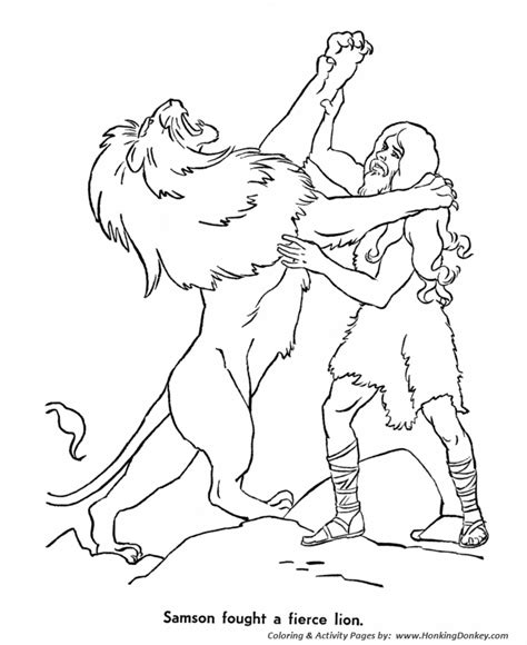 Subscribe (free!) these bible coloring pages are easy to download and print. Bible Story characters Coloring Page Sheets - Samson kills ...