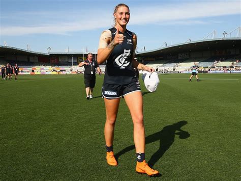 Tayla harris says some of the comments about her on social media made her feel physically sick. AFLW Tayla Harris photo: T-shirt range destruction order ...