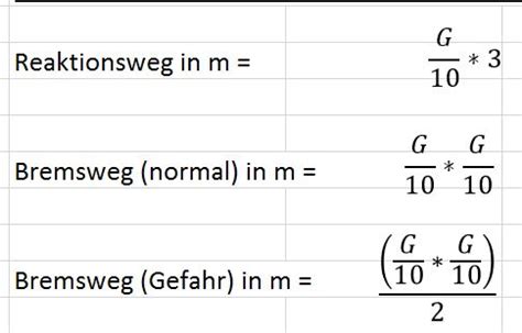 Der anhalteweg setzt sich aus dem die faustformel für den bremsweg ist bremsweg = (geschwindigkeit/10)2. Faustformel für Reaktionsweg und Bremsweg ...
