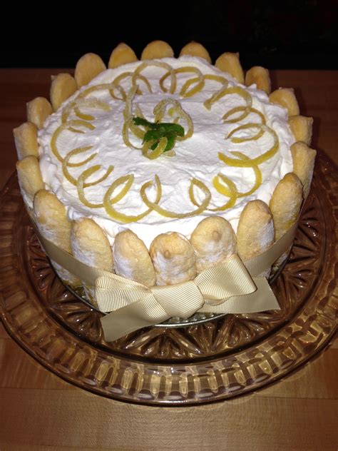 The crust consists simply of ladyfingers cover with plastic wrap and chill for at least 4 hours to let the filling firm up. Lemon Chiffon lady finger cake! | Gorgeous cakes, Cake ...