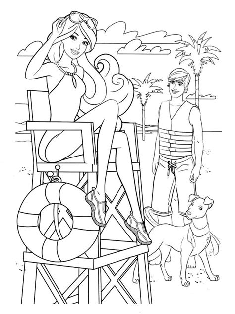 Barbie and her favorite kitten: Barbie and Ken coloring pages. Download and print Barbie ...