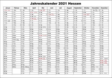 Kalender 2021 januar zum ausdrucken. Kostenlos Jahreskalender 2021 Hessen Zum Ausdrucken | The ...