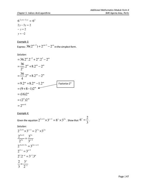 Additional mathematics form 4 smkkamunting net. Chapter 5 indices & logarithms