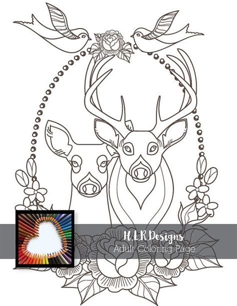 Tjaa als je dol op hertjes bent.kom je wel eens wat tegen op het internet. Deer Coloring Page~Digital Stamp~Adult Coloring~Printable ...