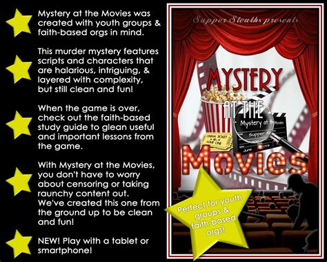 The pasta, passion and pistols murder mystery party game is a dinner party in a box. Mystery At The Movies - Mystery Party Game | Supper ...