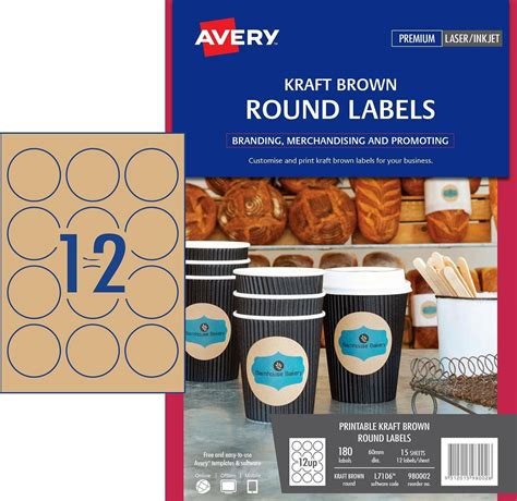 Printing shipping labels with shopify just got 10 times faster. Avery Print to The Edge Round Labels Kraft Brown 12 Per ...