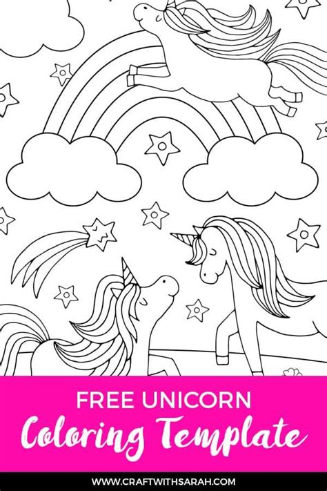 Cute unicorn watching rainbow on the pond for design element and coloring book page. Free Rainbow Unicorns Coloring Page for Kids | Craft With ...