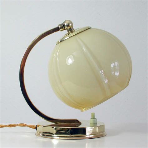 Adorable art deco bedside lamp presumably produced by fog & mørup in denmark. Art Deco Brass and Opal Glass Table or Bedside Lamp ...