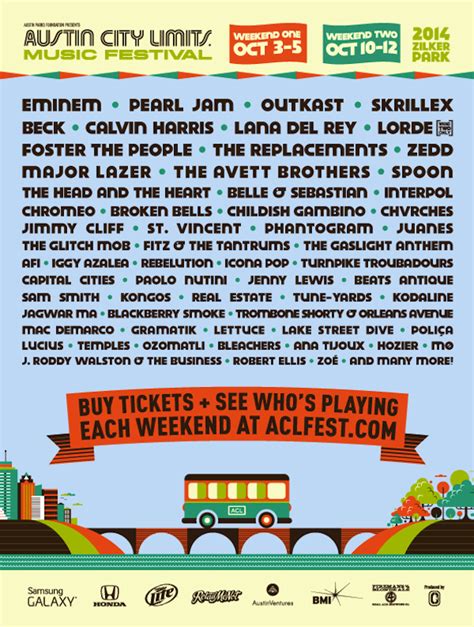 Buy austin city limits festival tickets at vivid seats. Austin City Limits 2014 Festival Lineup - OnStage Magazine.com