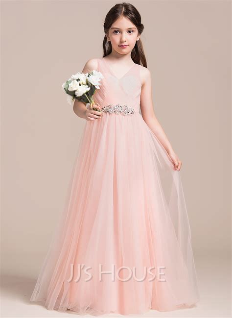 Find cheap junior bridesmaid dresses at tidebuy in every size and color, stylish design with beautiful colors like pink, white, purple and yellow. A-Line/Princess V-neck Floor-Length Tulle Junior ...