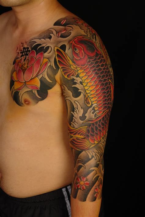 Out here, tattoos are known as irezumi (insertion of ink under the skin) and horimono (carving). SHANE TATTOOS: Japanese Koi Sleeve