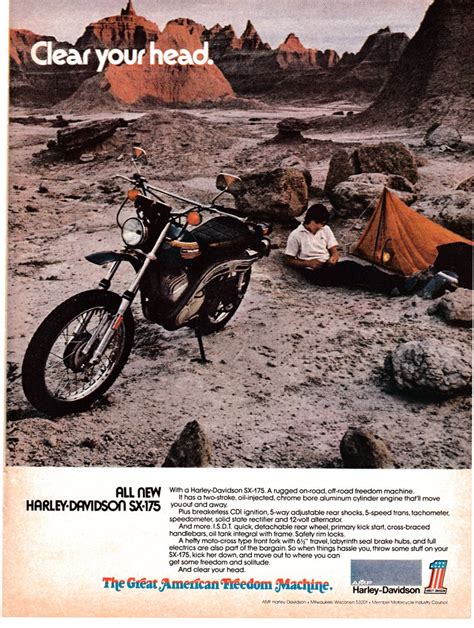 Original vintage magazine ad for harley davidson motorcycles. 1974 Harley Davidson SX-175-Motorcycle On Road Off Road ...