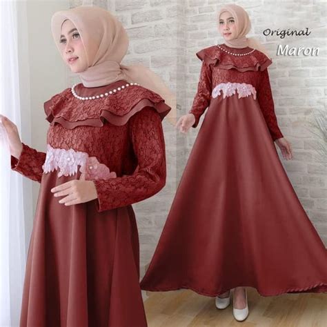 Gamis terbaru 2019 brokat glitter olivia odf gold muda mg bahan. Kombinasi Warna Merah Bata Kain Satin - Gamis batik ...