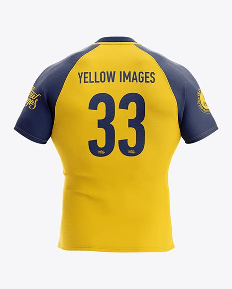 This mockup is available for purchase on yellow images only. Men's Rugby Jersey Mockup - Back View - Free Download PSD ...