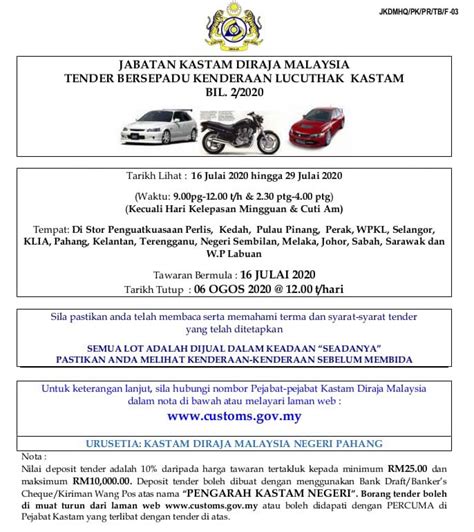 Kastam lelong, kereta kastam, kereta kastam murah, tender bersepadu kenderaan lucuthak, tender kereta kastam. Kastam Tender Kenderaan LucutHak 2020