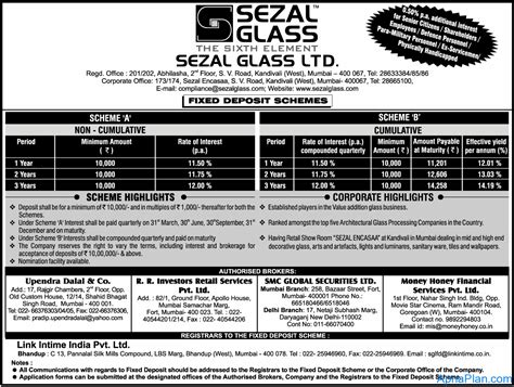 Surcharge rate for companies choosing taxability under section 115baa, section 115bab is 10% irrespective of the total taxable. Sezal Glass Limited Fixed Deposit Scheme - Dec 2012