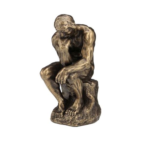 The pose is one of deep thought and contemplation, and the statue is often used as an image to represent philosop. Thinking Man Statue Modern Bronze Art Sculpture 15cm