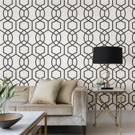 Can be temporary or permanent. Scott Living 30.75-sq ft Charcoal Vinyl Geometric ...