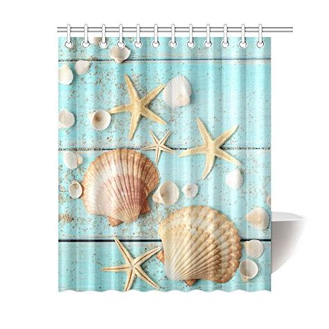 3pcs bathroom mat set beach seashells starfish sand aomsnet aqua gold seashells coral reef bathroom decor mat shower rug mat water absorbent fast drying kitchen bedroom hotel spa tub. MKHERT Summer Blue Wooden Seashell Starfish Waterproof ...