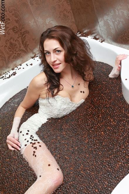 Well, what are you waiting for? Coffee Wetlook by Cute Girl in Lace Dress, Evening Gloves ...