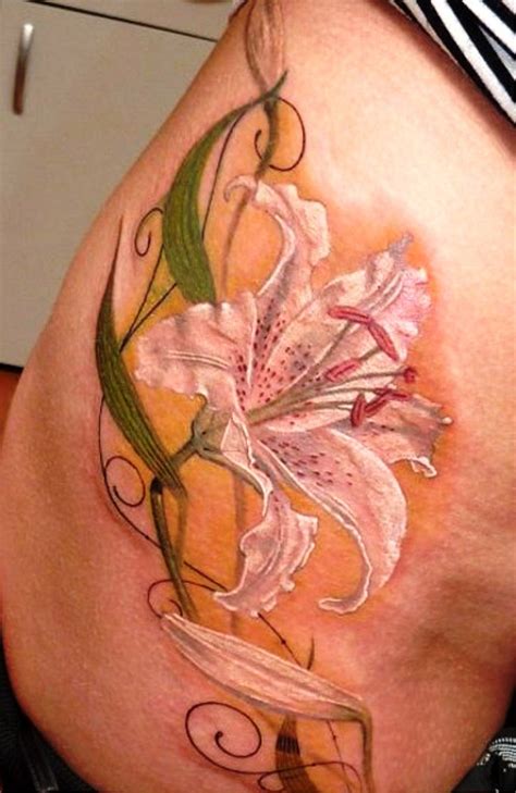 The lily tattoo designs are mainly chosen by girls but guys can try it too. White Lily Tattoo Designs … | Pinteres…