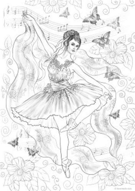 Printable coloring pages for girls. Ballerina - Printable Adult Coloring Page from Favoreads ...