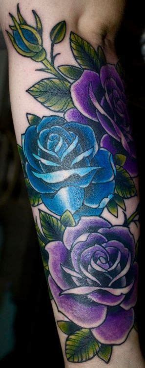 ~the blue rose symbolizes an irrepressible imagination~. Blue-and-Purple-Rose-Tattoo - Tattoo designs | Purple rose ...