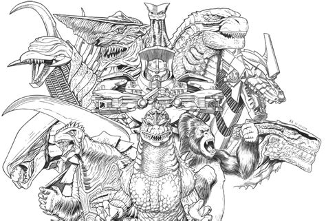 Coloring pages to download and print. Coloring page Godzilla : Godzilla, King Kong and Gamera 12