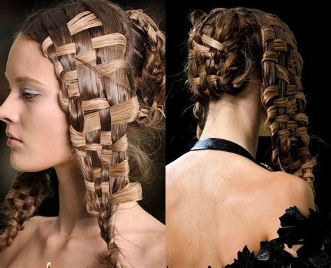 Start by dividing the hair in the center of the head. Awesome Basket Weave Braids Hairstyles | Alexander McQueen ...