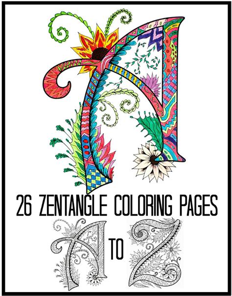 Download Alphabet Coloring Pages Zentangle Coloring Book for Adults | Etsy | Libros de mandalas, Arte ...