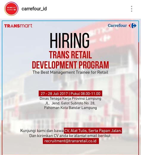 Bahkan di akhir tahun, carrefour juga buka loker bulan desember 2020. Lowongan Kerja di Transmart Carrefour Development Program - Dibacaonline