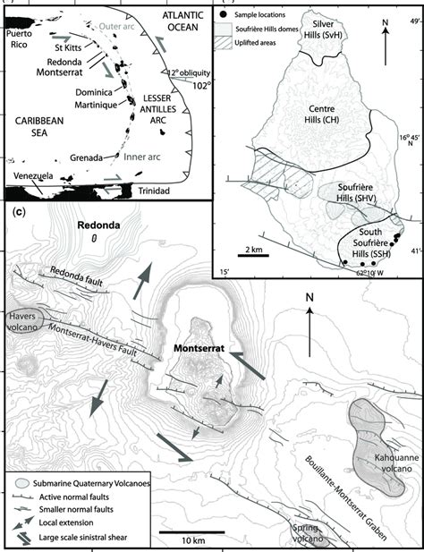 Historic records and stratigraphic studies throughout the lesser antilles reveal that volcanic and associated hazards may be categorized by the historic volcanic activity of the arc over the past 300 years, since widespread european settlement, can be considered in category i with 39 events. (a) Regional map of the Lesser Antilles, showing oblique ...