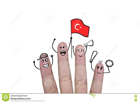 In heel wat europese steden en gemeenten wapperde gisteren de turkse vlag. De Toejuiching Van Het Vingerconcept Op Teamvoetbal Met ...