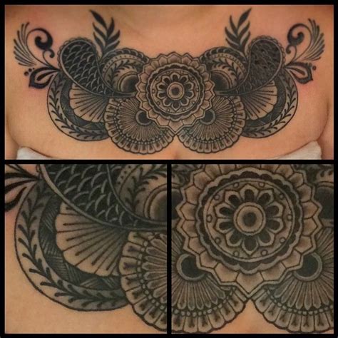 We offer great custom tattoos and piercings. Mehndi Inspired, layered chest piece by Javier Rivera of ...