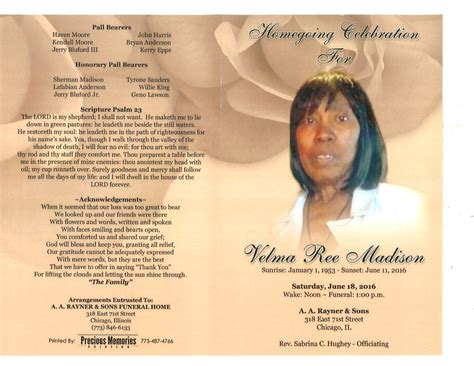 Preplanning councillors available to meet at fergusons funeral home or any outside location. Velma Ree Madison Obituary | AA Rayner and Sons Funeral Home