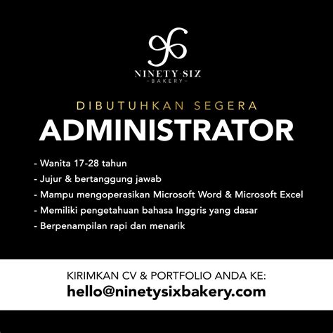 Tidak ditemukan lowongan kerja yang sesuai. Info Loker Medan Terbaru Administrator di Ninetysix Bakery - LOKERMEDAN.ID - Pusat Lokernya Medan