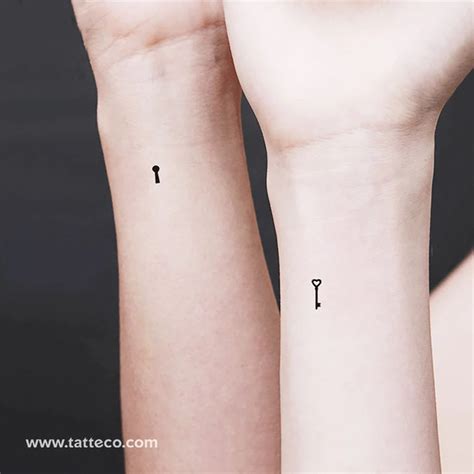 This couples tattoo is perfect for anyone looking for a design that's both discreet and personal. Key and Keyhole Temporary Tattoo (Set of 2+2) | Key ...