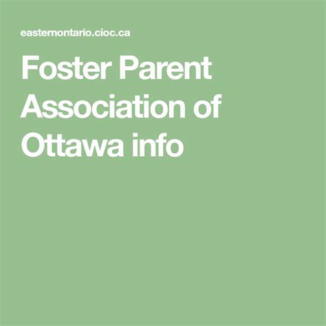 Foster Parent Association of Ottawa info | Parents ...