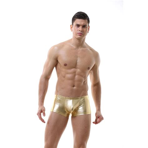 Boxer de color amarillo para hombre, confeccionados en tela suave y opaca y material negro imitando al cuero con cremallera sin níquel. Hombres En Boxer - 2020 Cmenin Popular Algodon Logo Baja ...