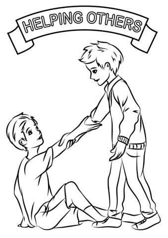 (coloring activity) children use their coloring skills while showing how they can use the different parts of their bodies to serve god. Helping Each Other coloring page | Free Printable Coloring ...