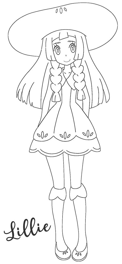 Pokémon is a series of japanese video games published by nintendo. Lillie Coloring Page Pokemon Sun & Moon Alola with hat Lily Lilly in 2020 (With images ...