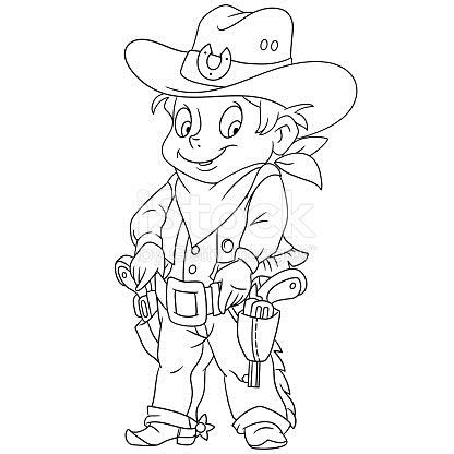 Cowboy and horse coloring page. Cartoon Sheriff Or American Cowboy Stock Illustration ...