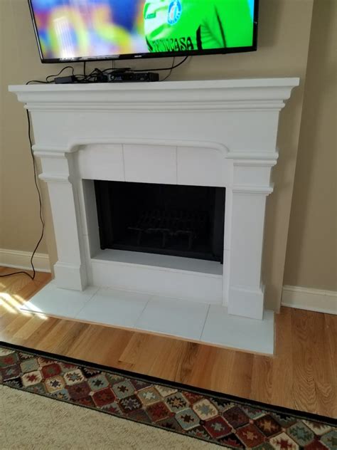 2″ lightweight concrete panels are glued together using landscape block adhesive, and steel brackets further bond the. Cast Stone Fireplace Photo - The Official Website of Fireplaces Atlanta