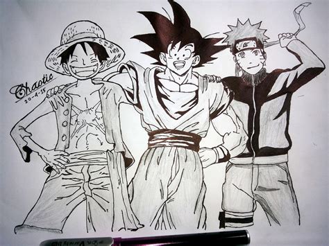 Added to your profile favorites. Luffy~Goku~Naruto by MRChaoticTemptation on DeviantArt