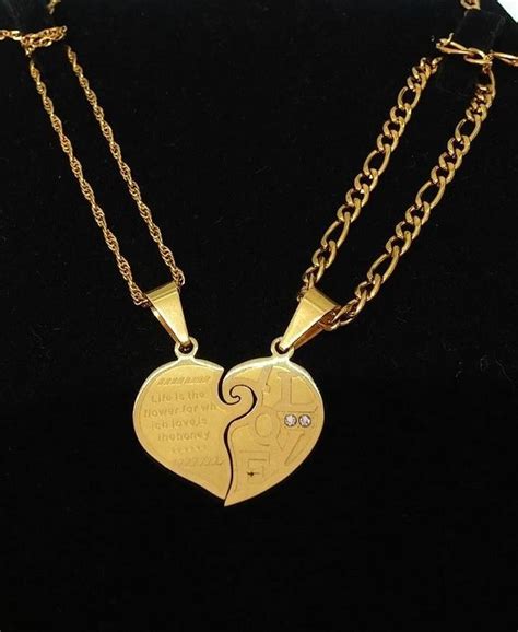 Cadenas para parejas hot : Collares Para Pareja San Valentin Acero Baño Oro 18k - S ...