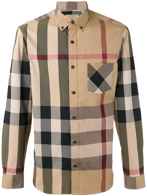 02 04 06 08 10 12 14 16 18. Burberry Button-down Collar Check Stretch Cotton Blend ...