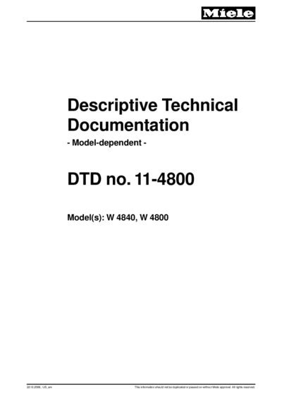 1) for free in pdf. Miele W4840, W4800, Service Manual, Repair Schematics